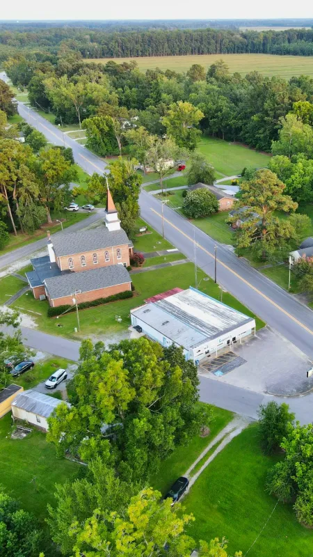 aerial view of a small town