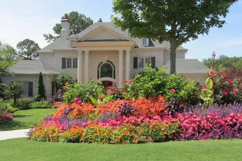 a large lawn in front of a house