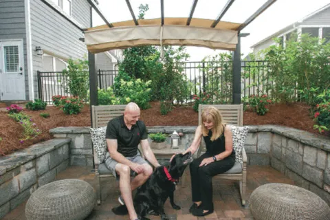 a couple with their dog