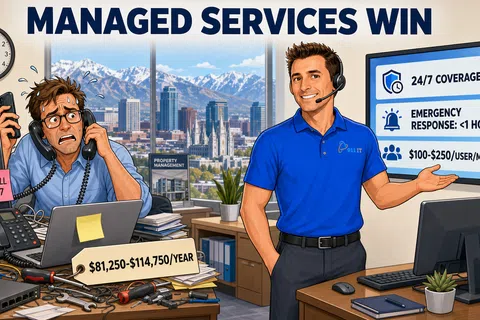 Cartoon: In-House IT vs Managed IT Services for Property Management: Which Is Better?