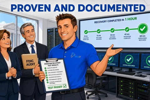 Cartoon: Can you demonstrate your disaster recovery capabilities and help us meet our regulatory requirements for business continuity planni