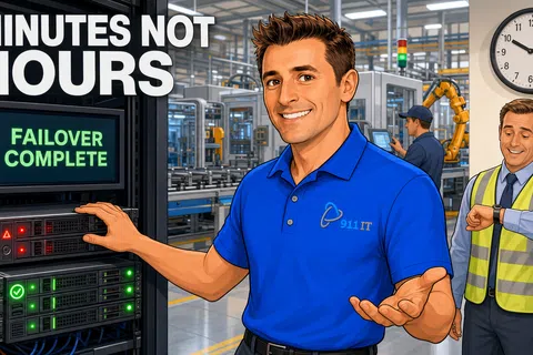 Cartoon: What Disaster Recovery Options Do You Offer That Minimize Production Downtime?