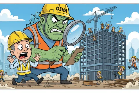 Cartoon: What happens if a construction business fails OSHA data requirements compliance?