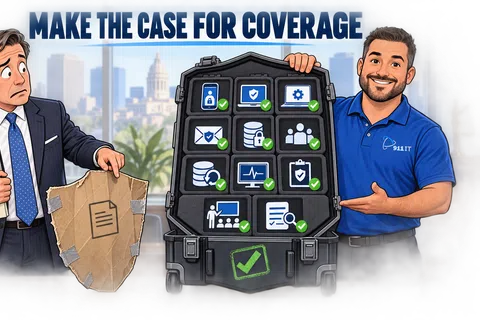Businessman with torn paper shield contrasts IT professional's advanced digital security shield with check marks.