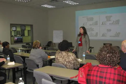 a person giving a presentation