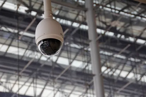 a white security camera