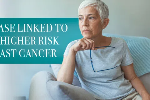 Older woman sitting pensively with text on gum disease linked to higher breast cancer risk
