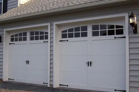 a garage door with a light on top