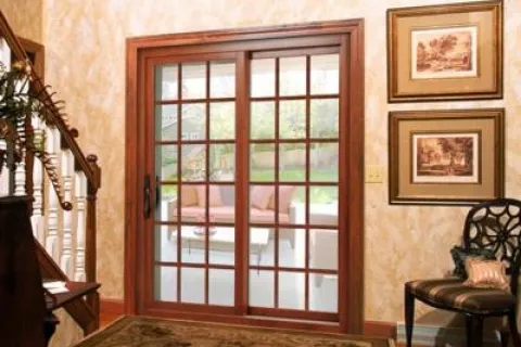 a door with a glass window