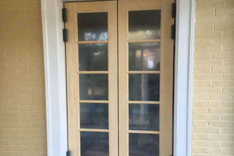 a door with a glass window