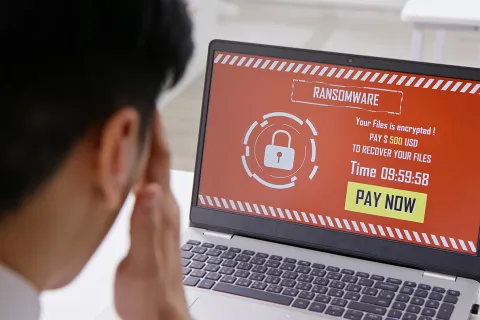 a businessman attacked by a ransomware