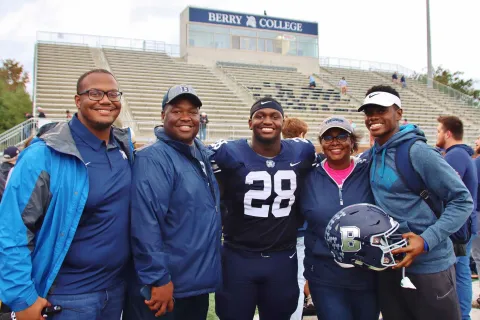 The Palmer brothers and their parents pose at Valhalla at Berry College