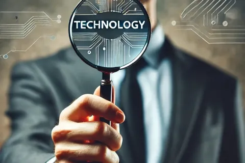 a man holding a magnifying glass