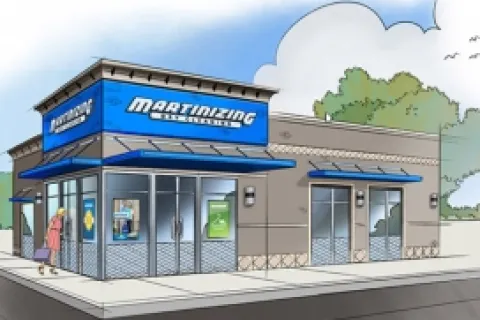 a building with a sign on the front