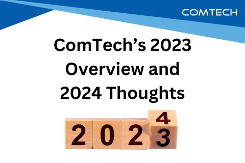 Blue text logo displaying the word TECH on a white background