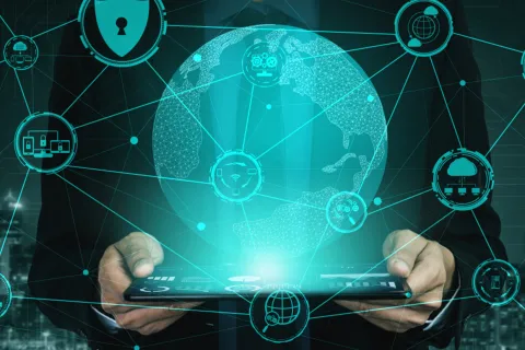 a person holding a device