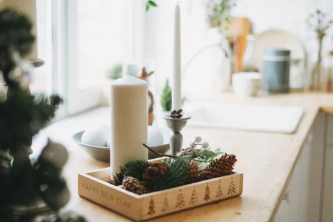 a candle on a table