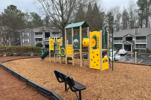a playground with a slide