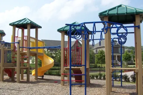 a playground with a slide