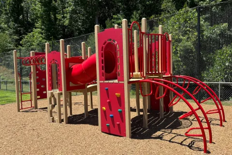 ecoplay playground structure with a slide