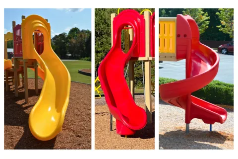 a red and yellow slide