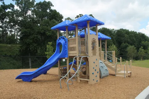 a playground with a slide