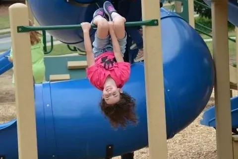 a girl on a slide