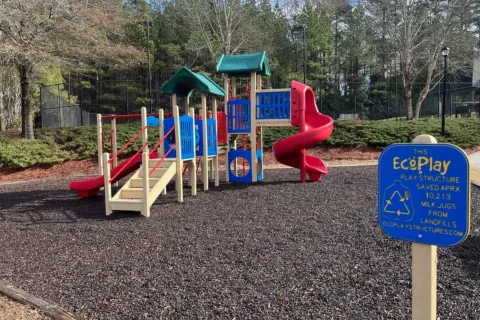 a playground with a slide