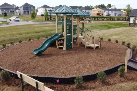 a playground with a slide