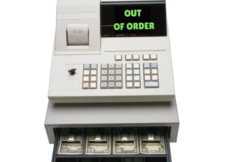 a cash register with a screen