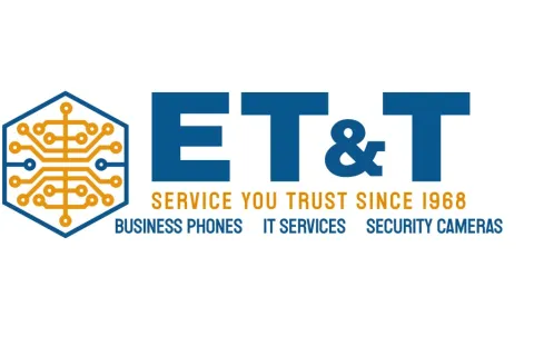 ET&T logo featuring a circuit design symbolizing technology services since 1968.