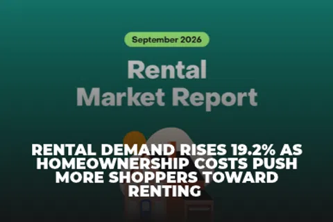 Rental Market Report September 2026 with overlaid text about rental demand rising 19.2% as homeownership costs increase