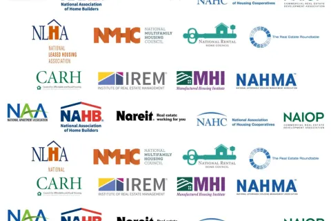Collection of logos from various US housing and real estate associations and councils, repeated in a grid format.