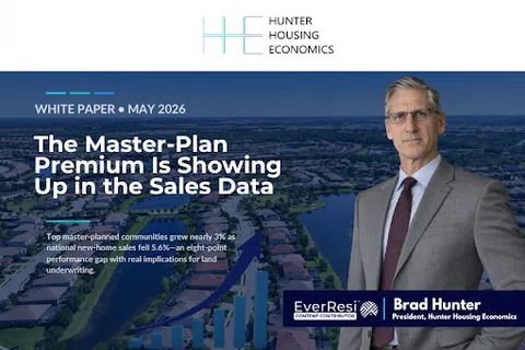 White paper cover showing housing sales data with Brad Hunter, President of Hunter Housing Economics, and growth graph