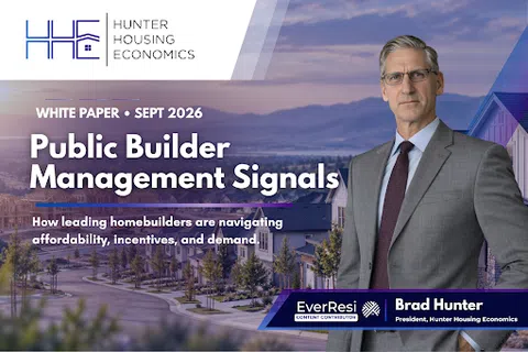 Public Builder Management Signals white paper by Brad Hunter on homebuilder trends in affordability and demand, September 2026.