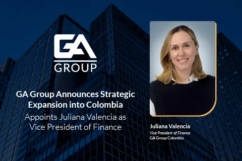GA Group announces expansion into Colombia, appointing Juliana Valencia as Vice President of Finance with corporate background.