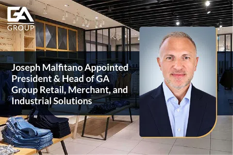 Portrait of Joseph Malfitano with text announcing his appointment as President and Head of GA Group Retail and Industrial Solutions.