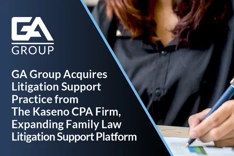 GA Group acquires litigation support from Kaseno CPA, expanding family law litigation support platform with writing services.