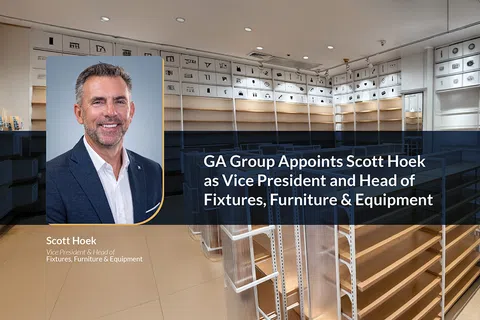 Portrait of Scott Hoek with announcement of his appointment as VP and Head of Fixtures, Furniture, and Equipment at GA Group.