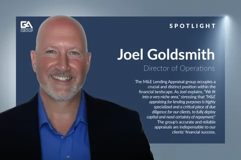 Portrait of Joel Goldsmith, Director of Operations, smiling with text about his role and appraisal group.