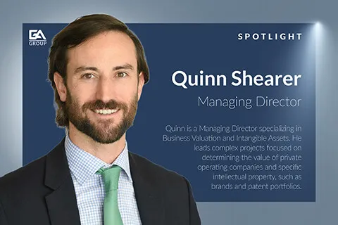 Professional headshot of Quinn Shearer, Managing Director specializing in business valuation and intangible assets.