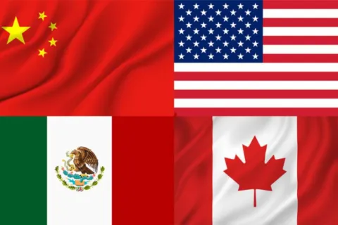 a red white and blue flag with a butterfly on it