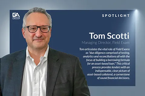 Portrait of Tom Scott, Managing Director at GA Group, highlighting his expertise in field exams and asset-based loans.