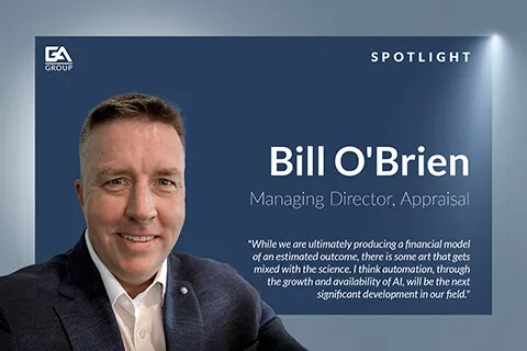 Portrait of Bill O'Brien, Managing Director of Appraisal, with a quote about AI and automation in financial modeling.