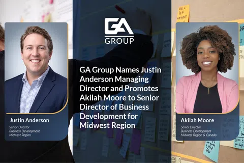 GA Group announces Justin Anderson as Managing Director and Akilah Moore as Senior Director of Business Development Midwest.