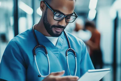effective HIPAA training with a man looking at a tablet