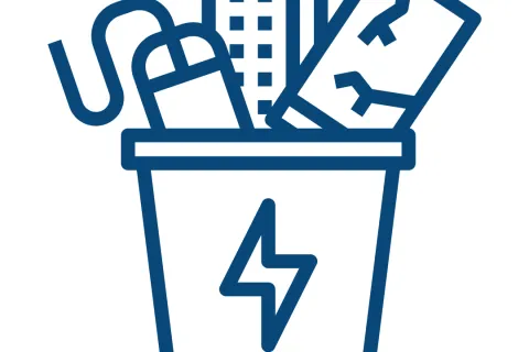 a blue and white logo