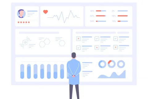 medical professional examines patient data