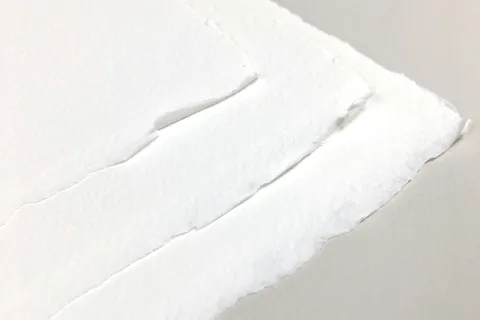 Close-up of textured white torn paper edges layered on a neutral background with soft lighting.