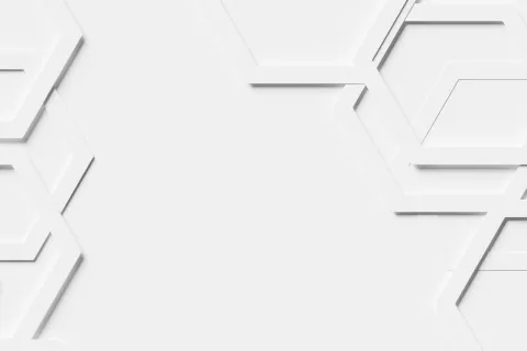 White hexagonal shapes layered on a light gray background creating a modern geometric pattern.